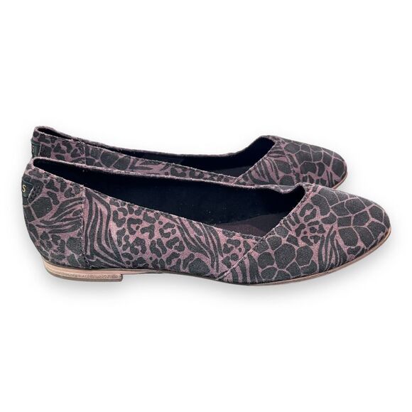 TOMS  Ballet Flats Womens Shoes Sz 6 Brown & Black Animal Print Fabric Slip On - Picture 4 of 9